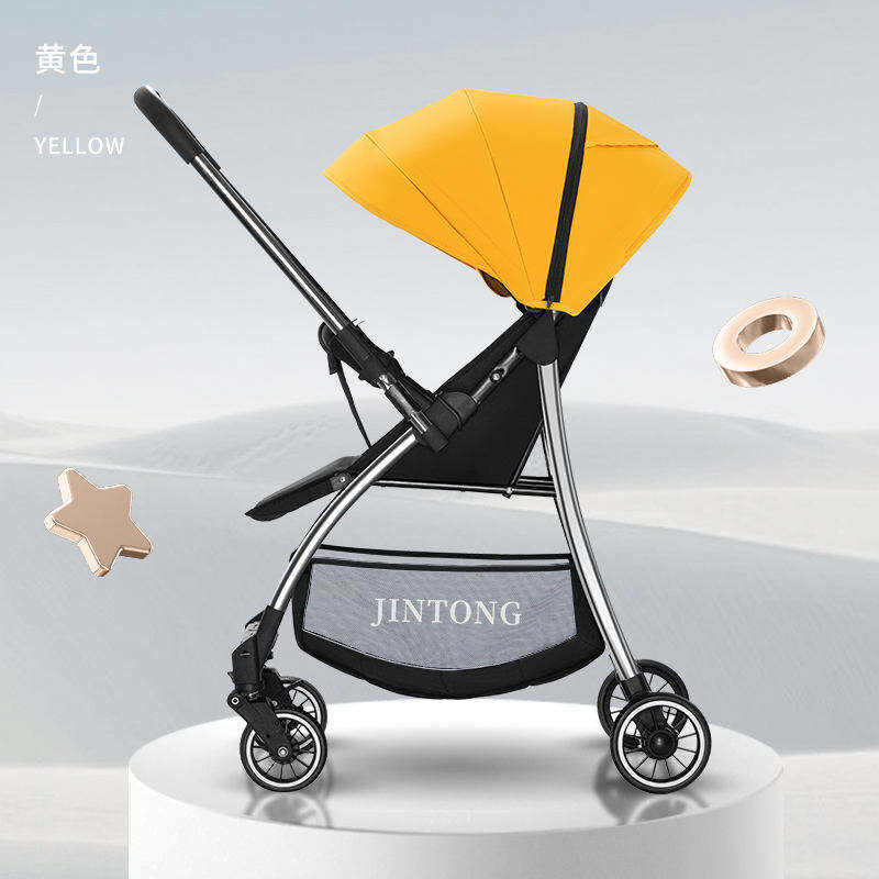 Lightweight Two-Way Baby Trolley Stroller with 4 Wheels Newborn Child Seat and Lie Portable Folding Travel System