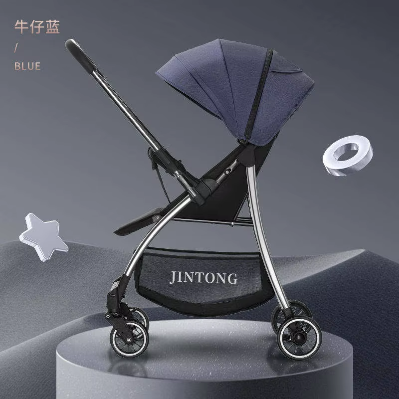 Lightweight Two-Way Baby Trolley Stroller with 4 Wheels Newborn Child Seat and Lie Portable Folding Travel System