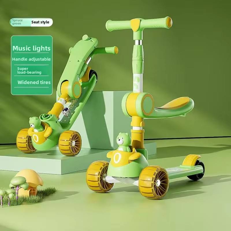 New Model Wholesale 3-Wheel Kick Pedal Kids' Scooters Foldable Light with Rubber Wheels for Ages 3-12 Years