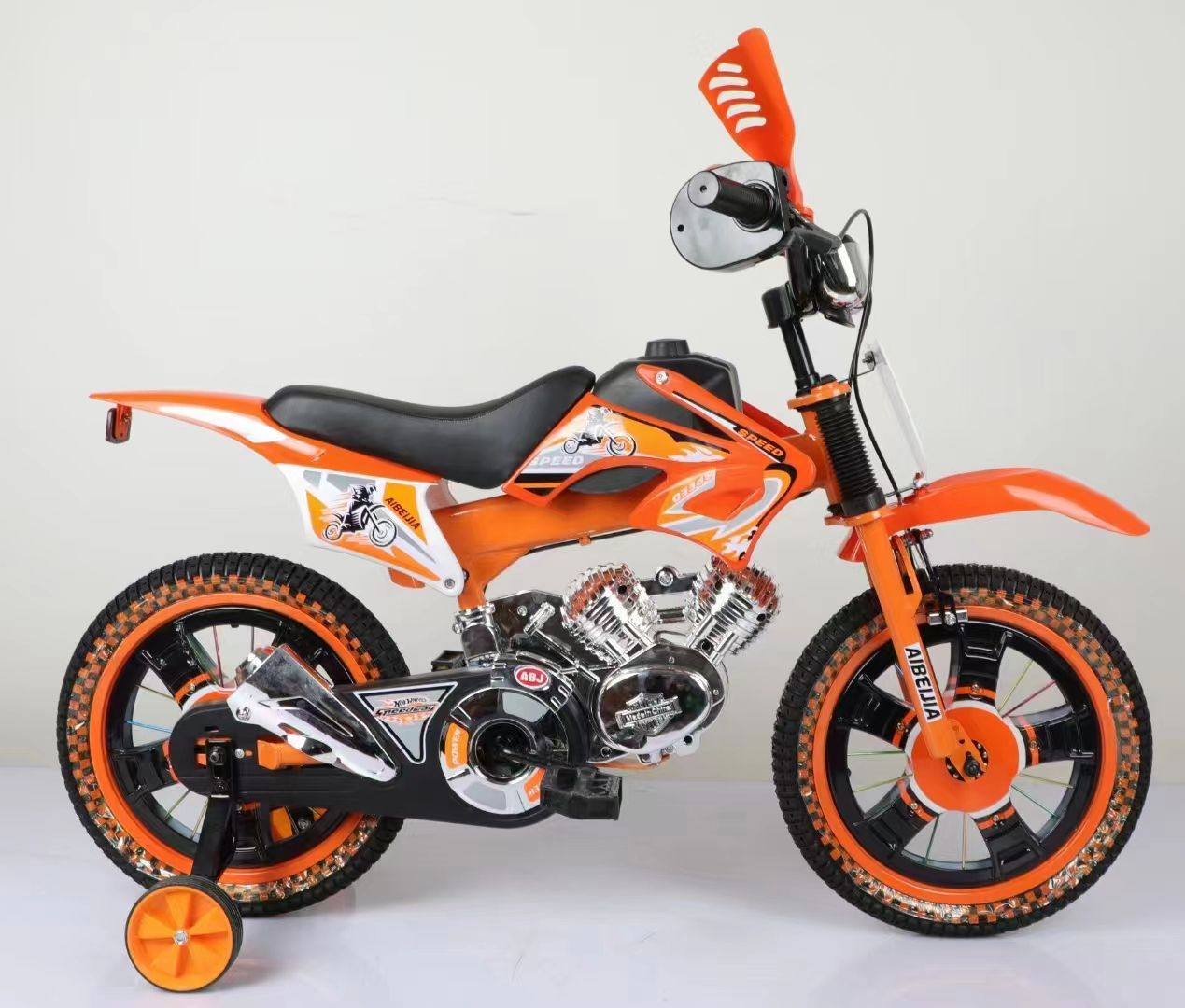 2025 Factory Direct 16-Inch Kids' Bike Cool Type Plastic Toy Motor Bike with 3 Wheels Direct Supply