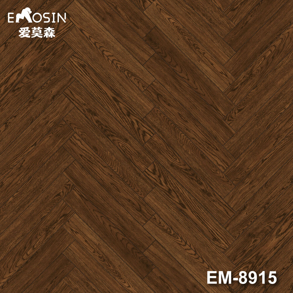 Lantai laminasi kayu ek herringbone