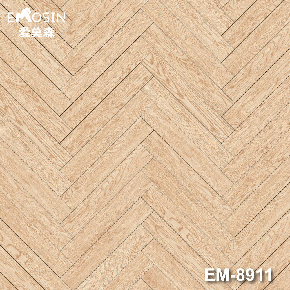 Lantai laminasi kayu ek herringbone