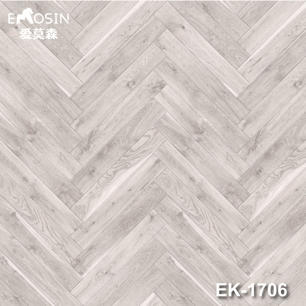 Lantai laminasi herringbone abu-abu