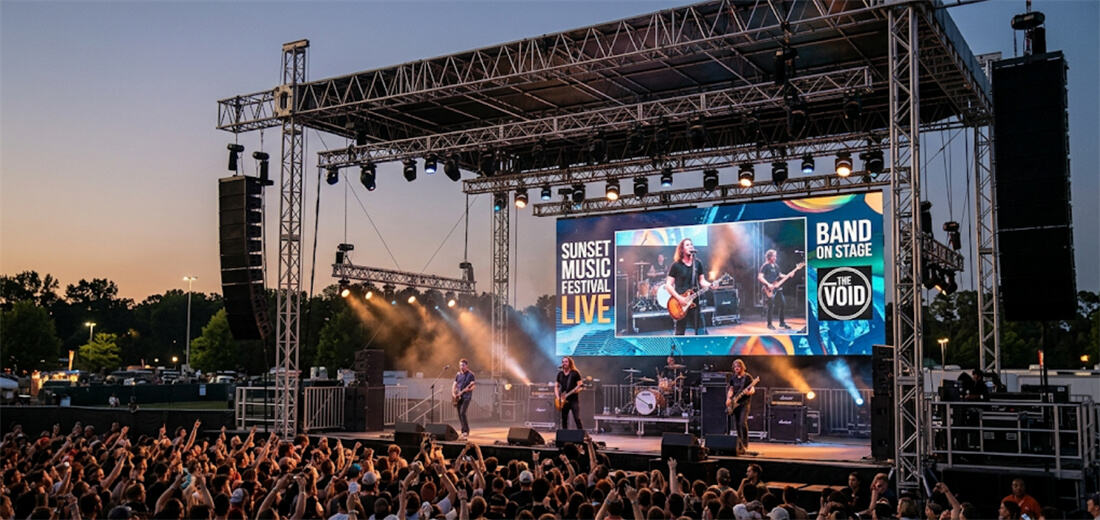 IP65 waterproof outdoor P3.91 rental LED video wall maintaining flawless performance and seamless splicing during an open-air concert.