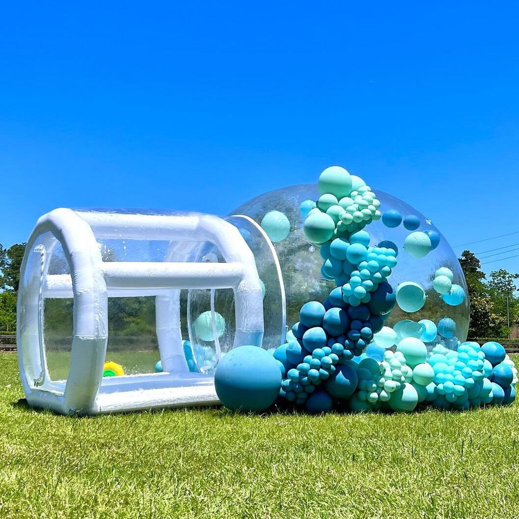 Large entrance inflatable bubble house