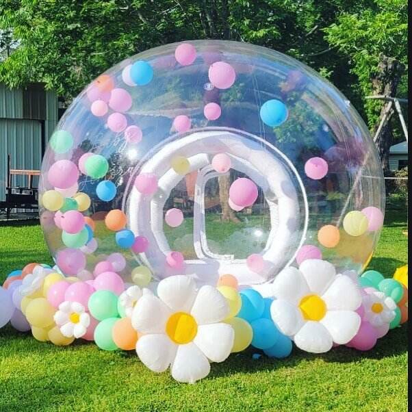 Round entrance inflatable bubble house