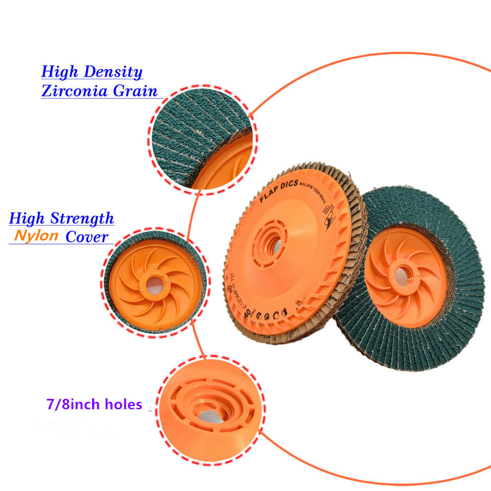 115mm nylon backing Zirconium flap discs for grinding P40 grit factory