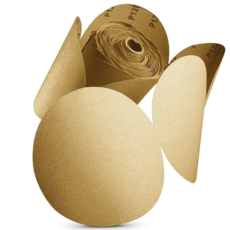 PSA Abrasive disc 6 Inch 150mm Adhesive backing Industrial Gold Sandpaper Roll Sanding Disc For mental polishing