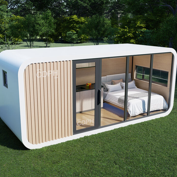 Rumah kecil prefab modular 20 kaki kantor kontainer portabel apple home pod kabin apel bergerak