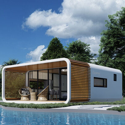 Desain Modern Rumah Prefab 20 kaki Taman Pod Rumah Kontainer Hidup Kabin Apple dengan teras