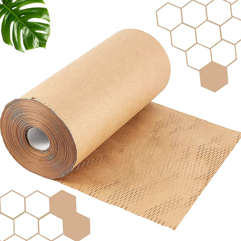 Easy to Use 100% Biodegradable Packaging Rolls Honeycomb Paper Cushion Wrap Kraft Paper Brown Wrapping Paper Roll