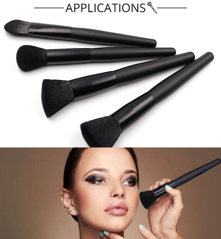 Black Makeup Brush with Dense Bristles for Precise Makeup RTS-001 factory