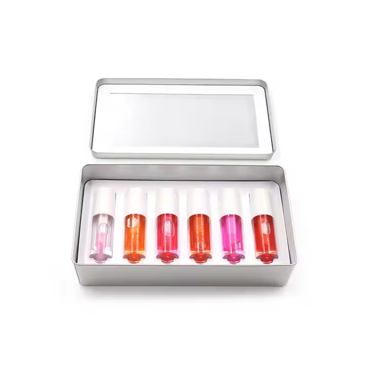 6-Color Vegan Organic Fruit Lip Gloss Set with Gift Box