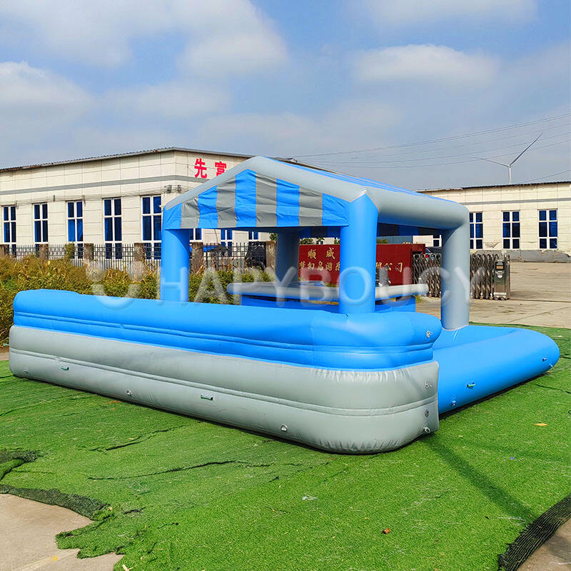 Portable Blue Inflatable Pool Bar Summer Party Event Backyard Blow up Pub Swimming Pool Inflatable Water Bar With Air Seats
