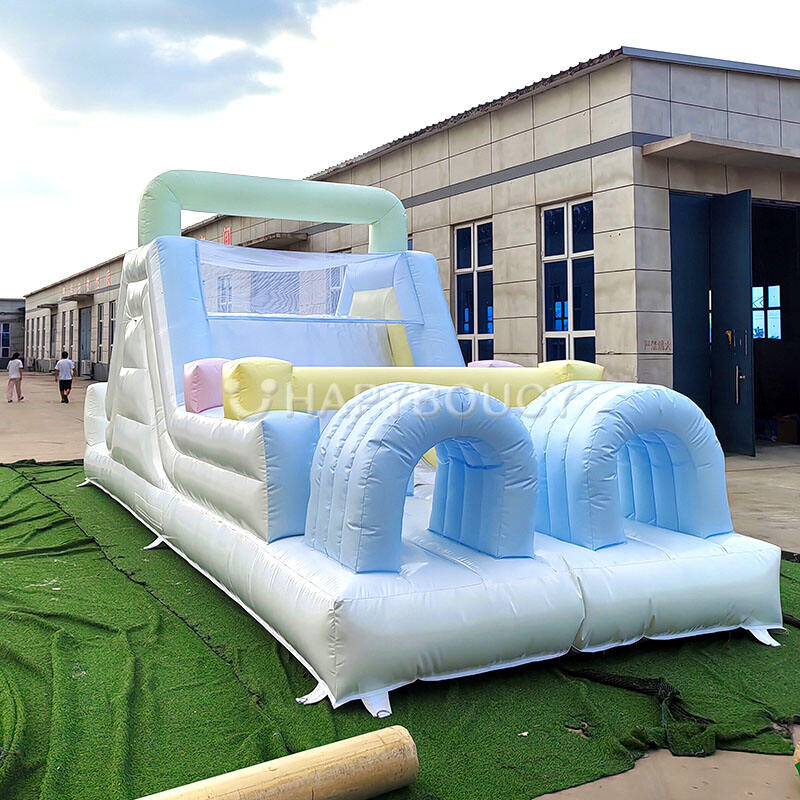 Pastel Colors Inflatable Obstacle Course Soft Play Jumping Castle Combo Inflatable Bouncer