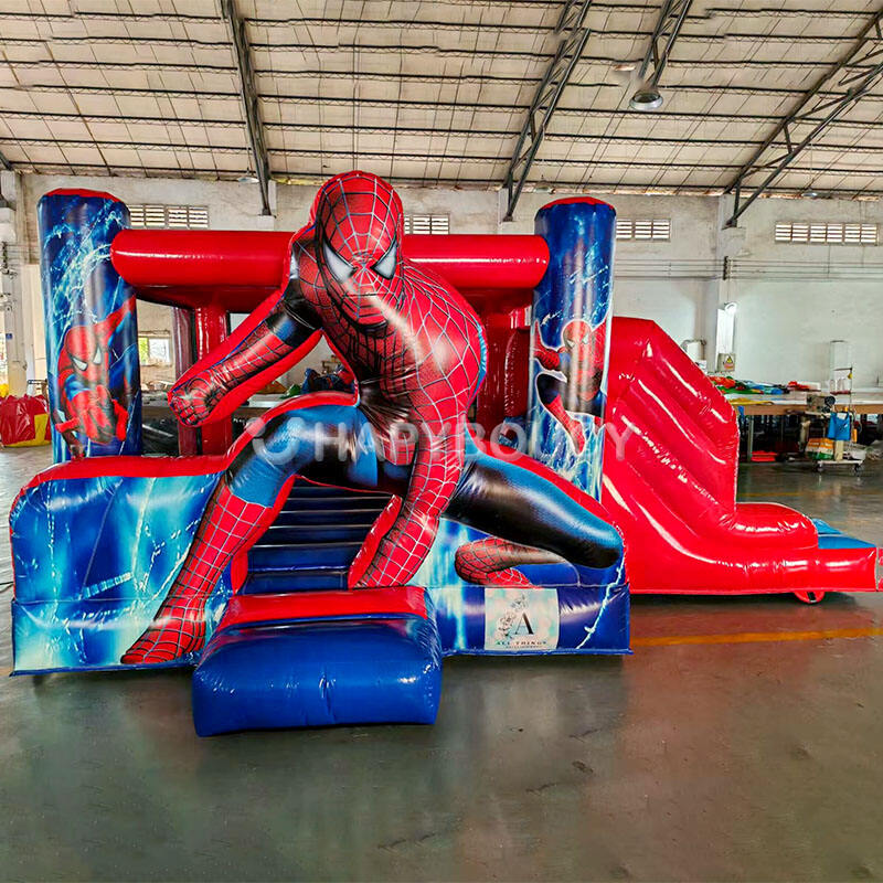 Spider Man Bounce House with Slide Spiderman Bouncy Castle Combo Inflatable Jumper for Sale