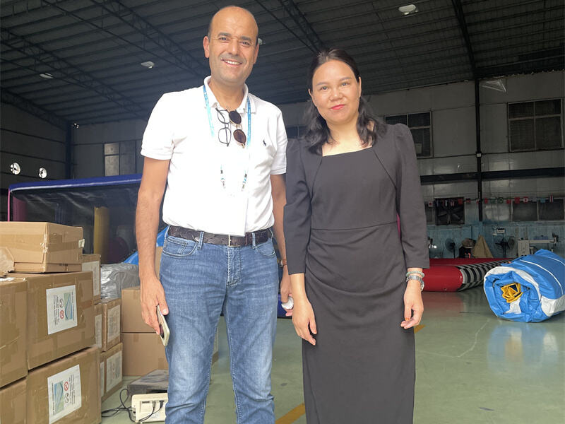 Handsome man Dirk from Germany visit our factory to buy Inflatable water park games 