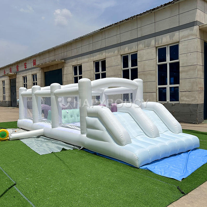 Vinil komerciale Larg Obstacle Kurs White Bounce Shtepi Obstacle Kurs Larg Lojë për Larg