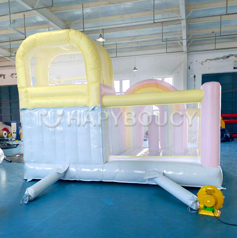Pastel rainbow Inflatable Kid Bounce House Combo Kids Amusement Park ...