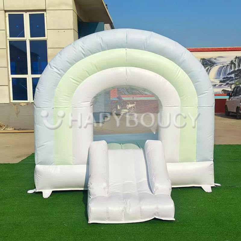 Rainbow Inflatable Jumping Castle Pastel Colors Bounce House Small Rainbow Bouncer Inflatable