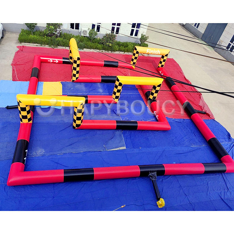 Portable Red and Yellow 0.8mm 10x10m PVC Inflatable Bumper Car Kart Track Game
