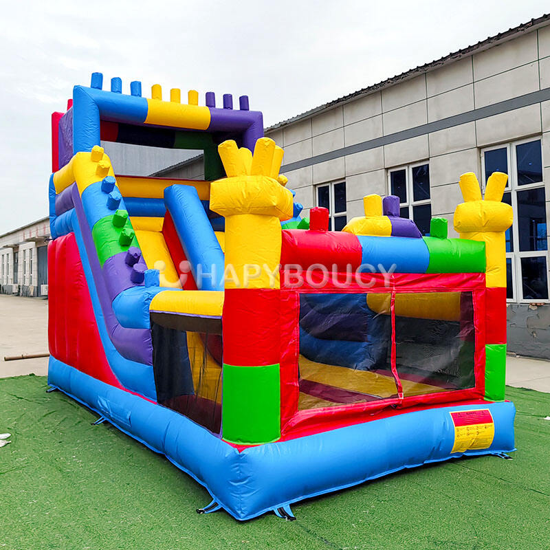 Commercial Inflatable Bouncer Building Blocks Slide Inflatable Slides with Blower Kids Adults for Sale