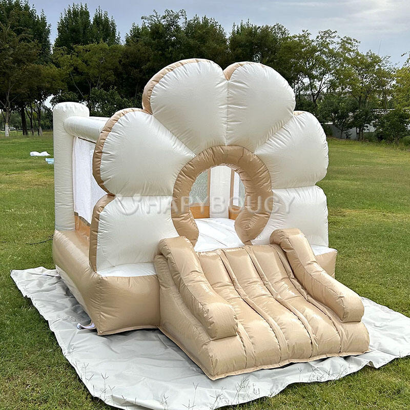 Mini Inflatable Flower Bounce House Soft Play Blow up PVC Bounce Jumping Castle With Slide for Kids Party