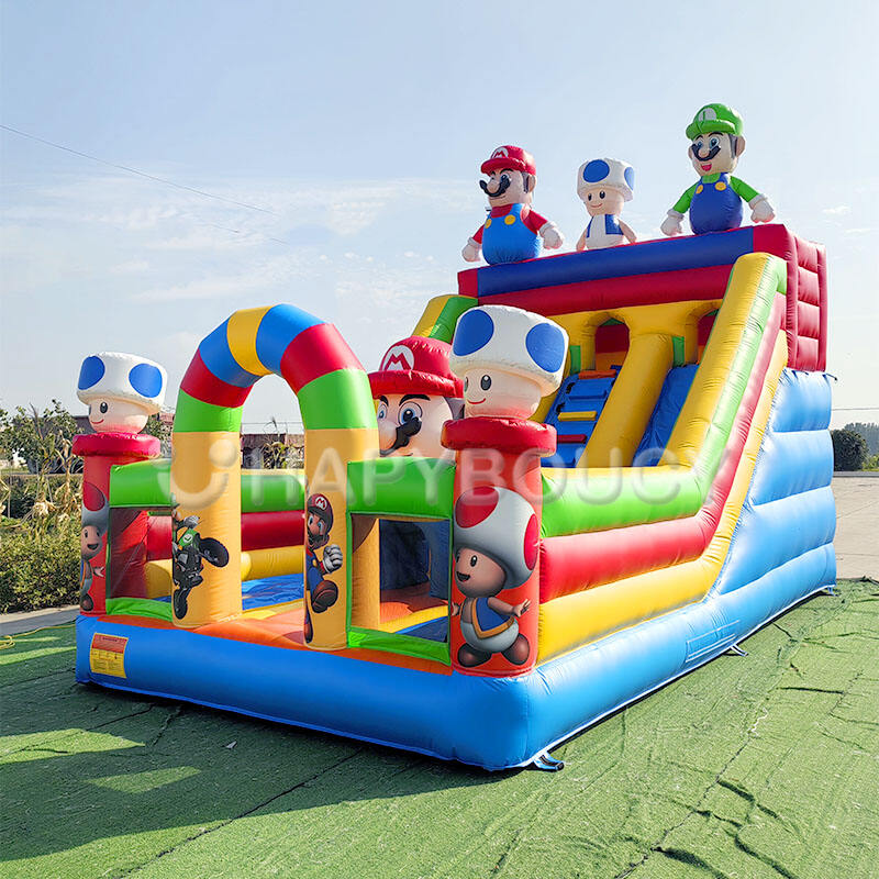 Hapyboucy Factory Outdoor Inflatable Slide Mario Castle Commercial Inflatable Slide for Kids Bounce House