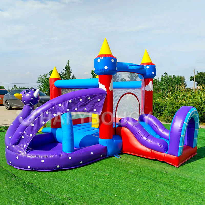 Manufacturer Commercial PVC Dragon Bouncy Castle with Slide and Ball Pit Pool Combo Inflatable Bouncer for Kids