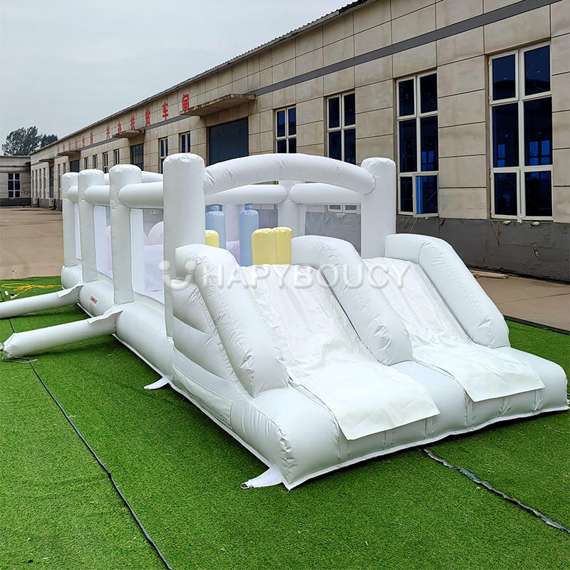 White 0.55mm PVC Inflatable Obstacle Bounce Slide Interactive Obstacle ...