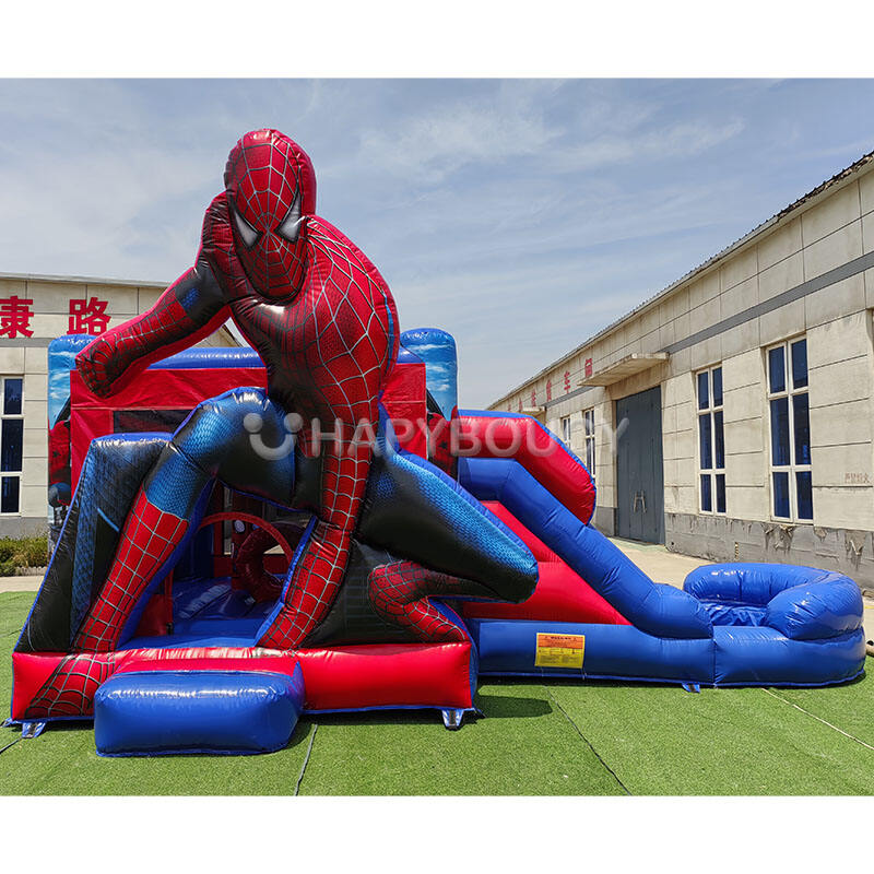 Location de château gonflable Spiderman avec toboggan pour les garçons