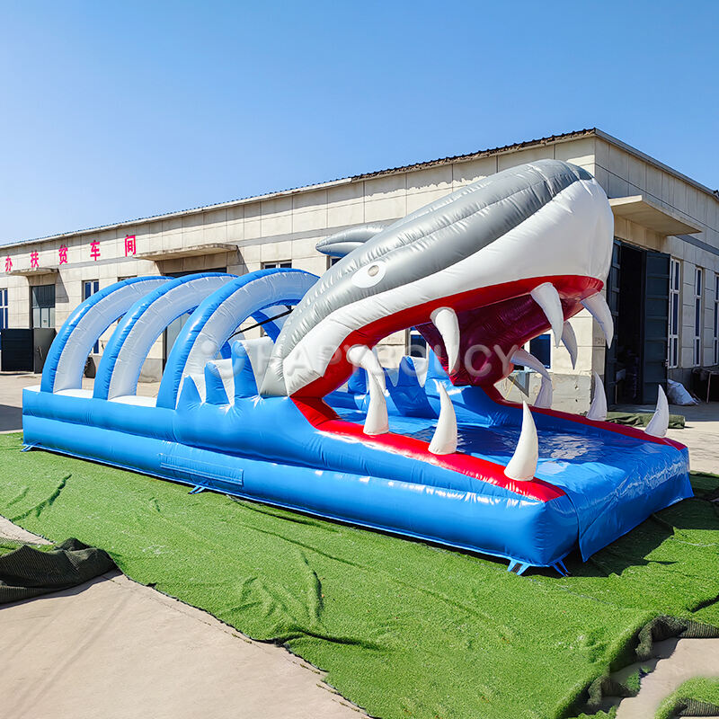Blu Shark Larg me ufillim Water Slip dhe Slide Bouncer