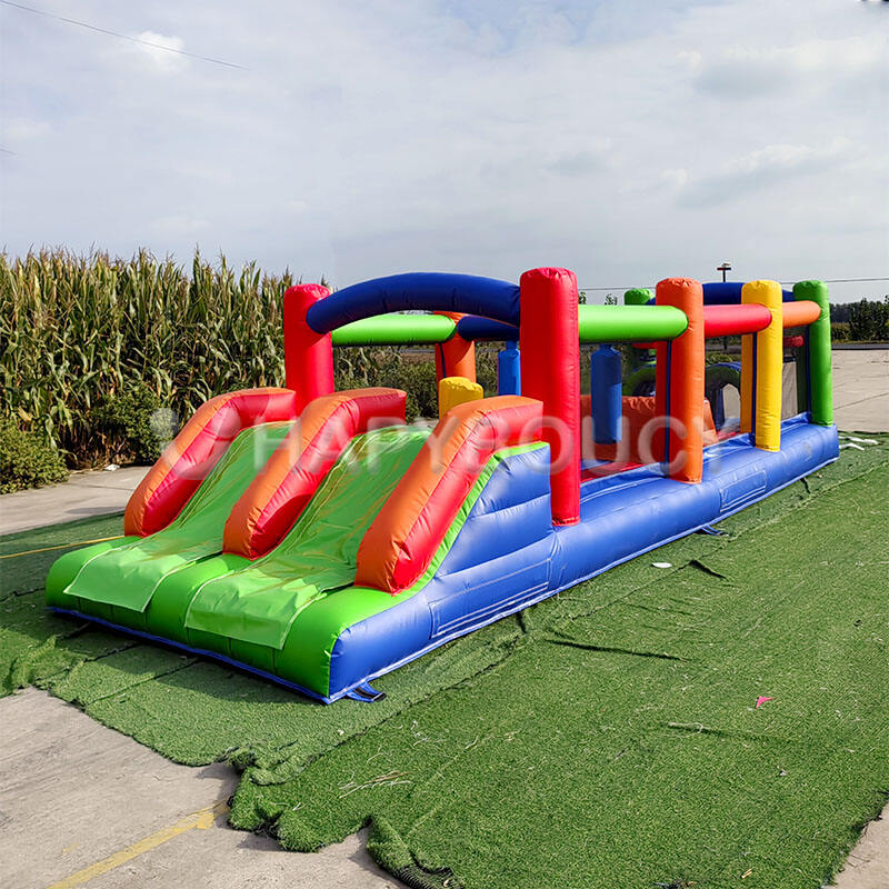 Custom Inflatable Obstacle Course with Slide Bounce House Challenging Rainbow Race for Kids PVC Inflatable Obstacle Bouncer