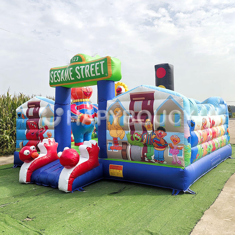 Factory Toddler Inflatable Backyard Bounce House Outdoor Inflatable Sesame Street Bouncy Fun City Children Playground