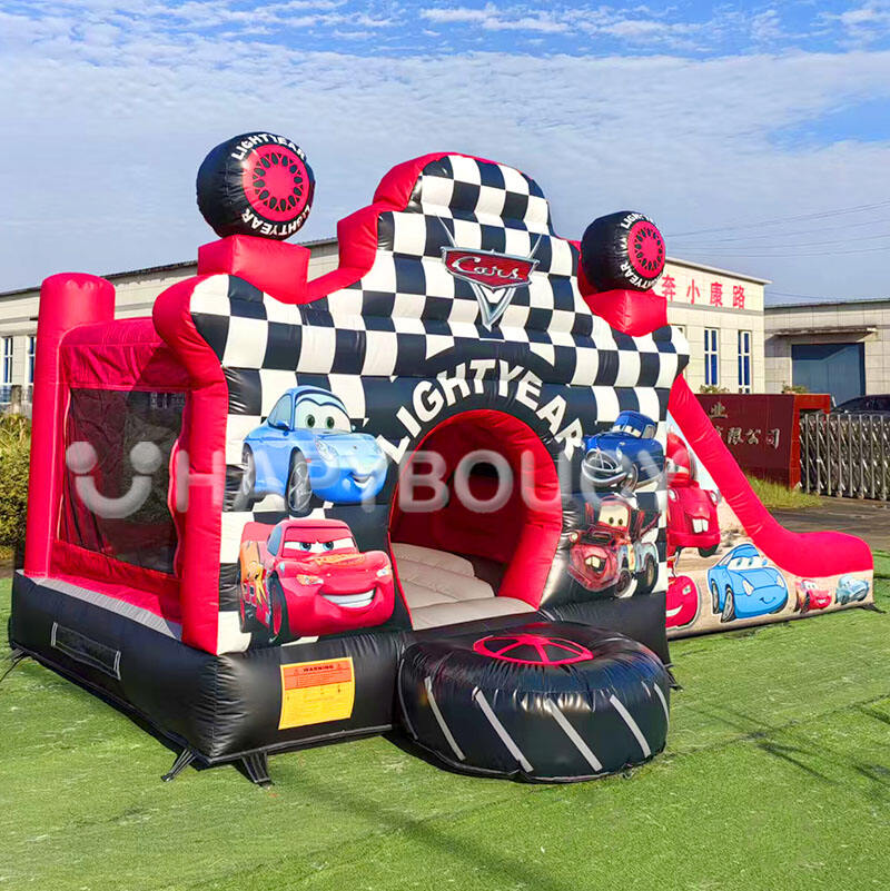 Factory Outdoor Racing Car Inflatable Castle with Slide Combo Monster Truck Inflatable Race Car Bounce House for Kids