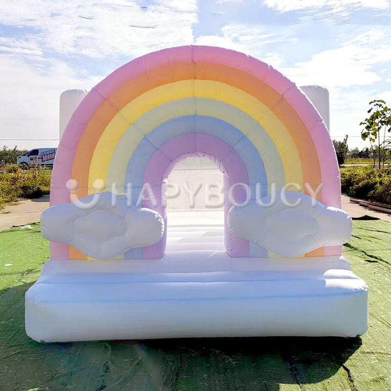 Bouncy Castles Manufacturer Inflatable Bouncer Pastel Toddler Kids Rainbow Bounce House for Sale