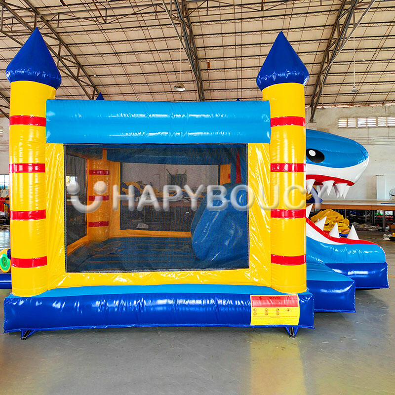 Commercial Inflatable Shark Bounce House Combo 3D Shark Inflatable ...