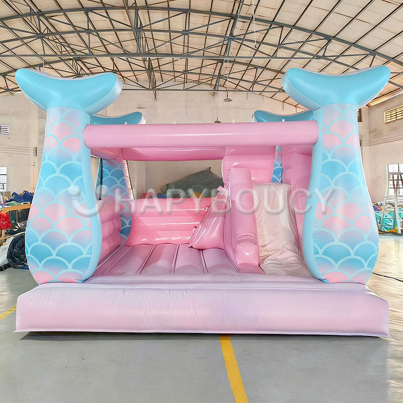 Modern Princess Inflatable Bouncer Pastel pink Inflatable Castle Pastel Mermaid Bounce House with Slide for Party