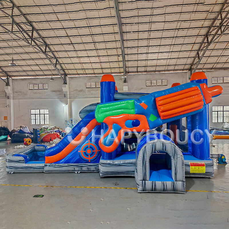 Nerf Blaster Bounce House with Slide Bouncy Castles Manufacturer Hyper Blaster Wet Dry Combo Bouncer for Sale