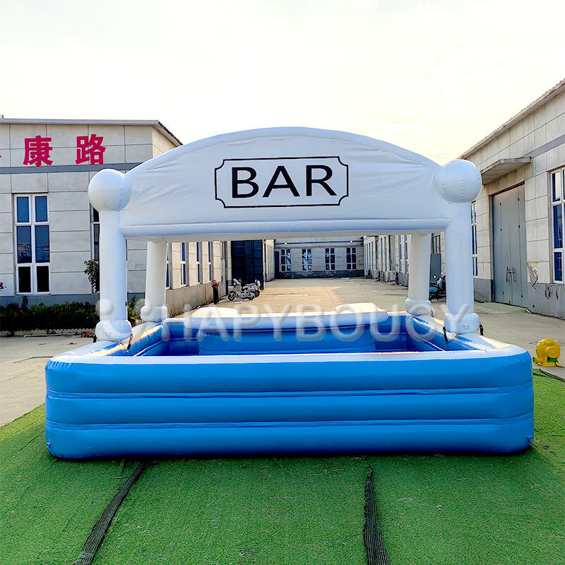 Factory Blue Inflatable Outdoor Pool Bar Water Blow Up Bar Party Event Backyard for Sale