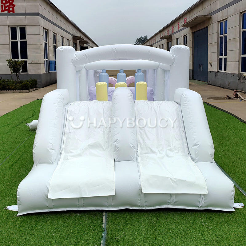 White 0.55mm PVC Inflatable Obstacle Bounce Slide Interactive Obstacle ...