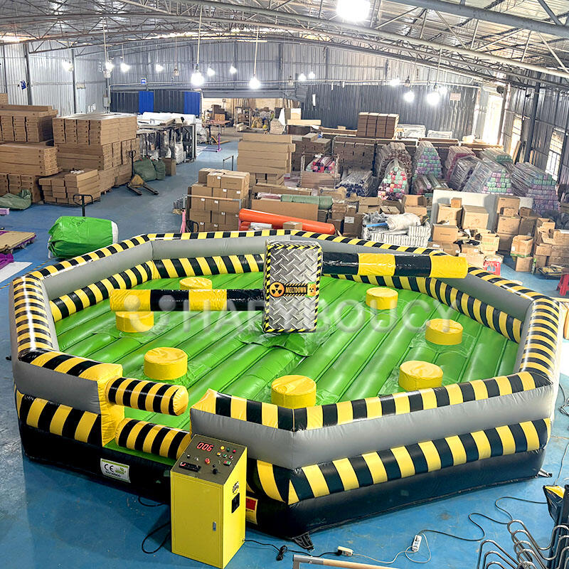 6m 8m Outdoor Sport Game Toxic Meltdown Standing Wipe Out Inflatable Wipeout Inflatable Obstacle Course for Adults
