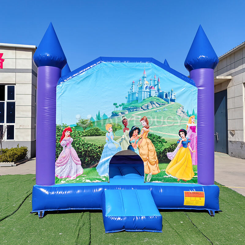 Château gonflable commercial en PVC de qualité avec thème princesse rose pour les filles
