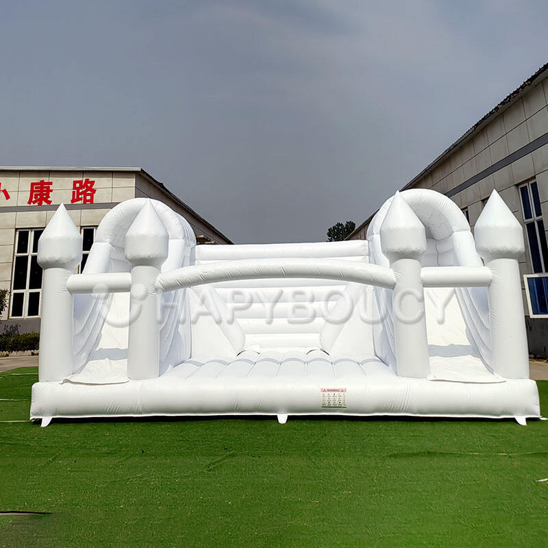 Giant White Inflatable Castle with Slide Bouncing House Dual Lane White Bounce House