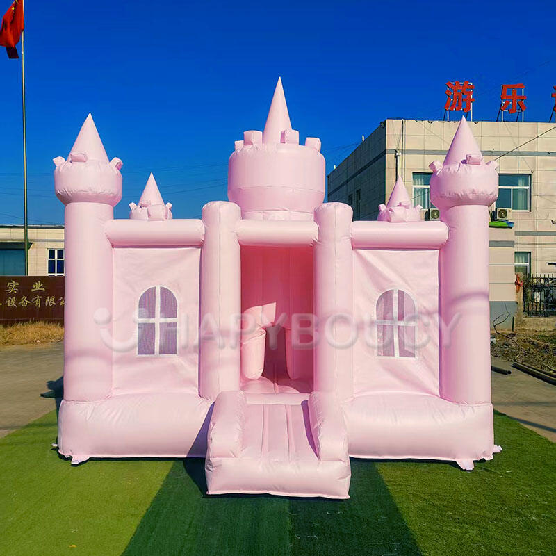 Pastel Pink Inflatable Bouncers Soft Play pink Princess Bounce House Soft Play Solid Colored pink Inflatable Castle