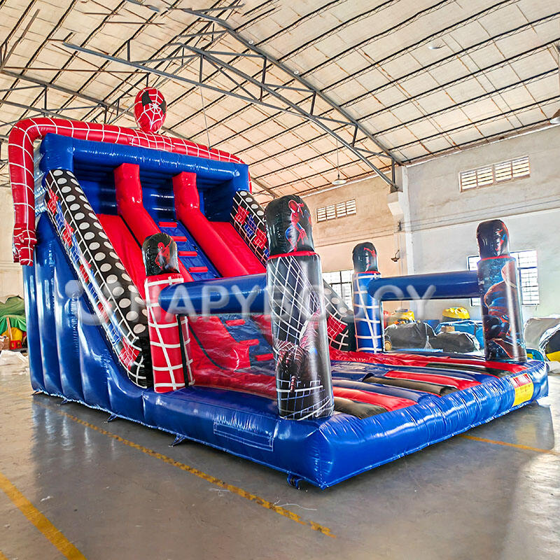 Marvel Spiderman Superhero Spider-man Bounce House Spider Man Wet Dry Inflatable Slide for Sale