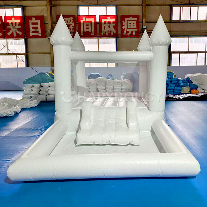 White PVC Bouncy Castle Indoor Outdoor White Ball Pit Bounce House with air Blower for Toddler