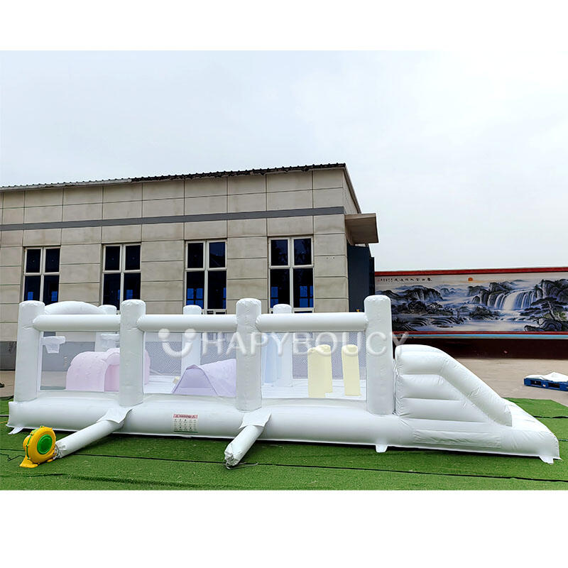 White 0.55mm PVC Inflatable Obstacle Bounce Slide Interactive Obstacle ...