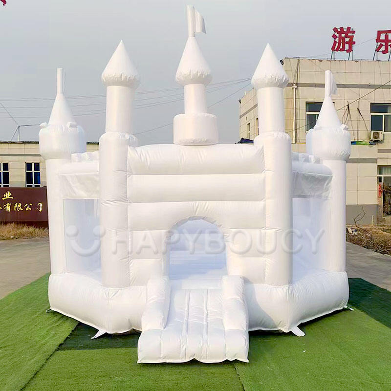 Hapyboucy Factory Jumper Castle Party Event Wedding Bounce House Soft Play White Inflatable Castle With air Blower 