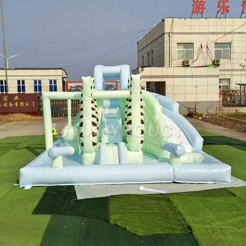 Inflatable Bouncers Water Splash Pool Pastel Green Bounce House Water Slide Outdoor Playground Equipment for Kids
